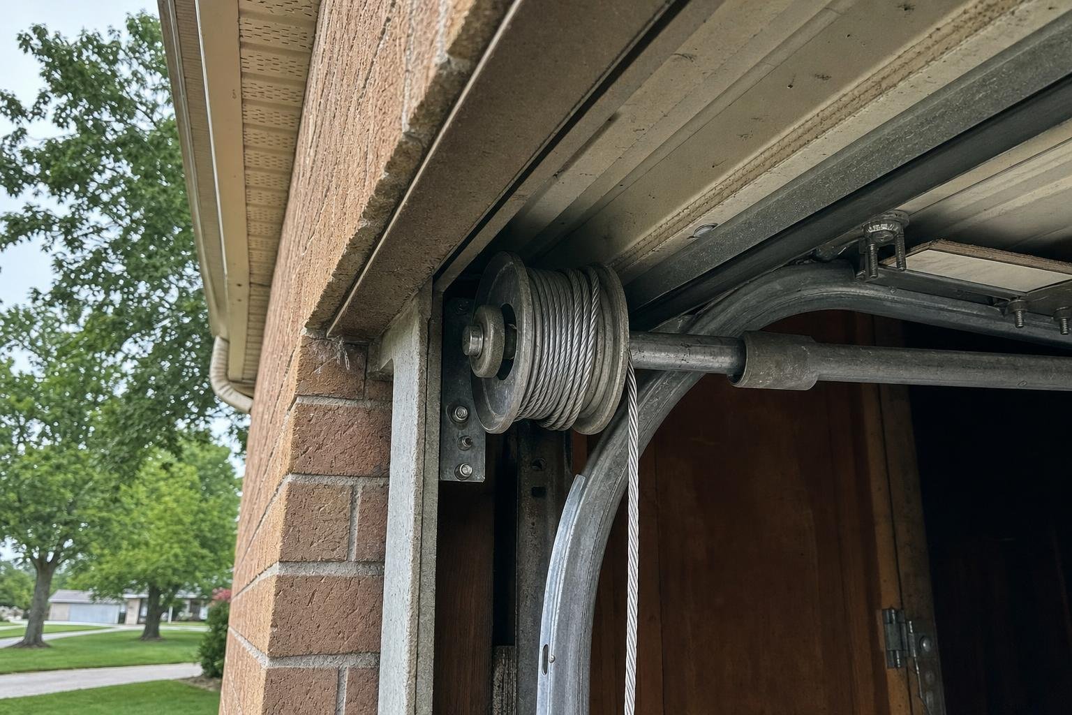 Photo of garage door cable replacement work