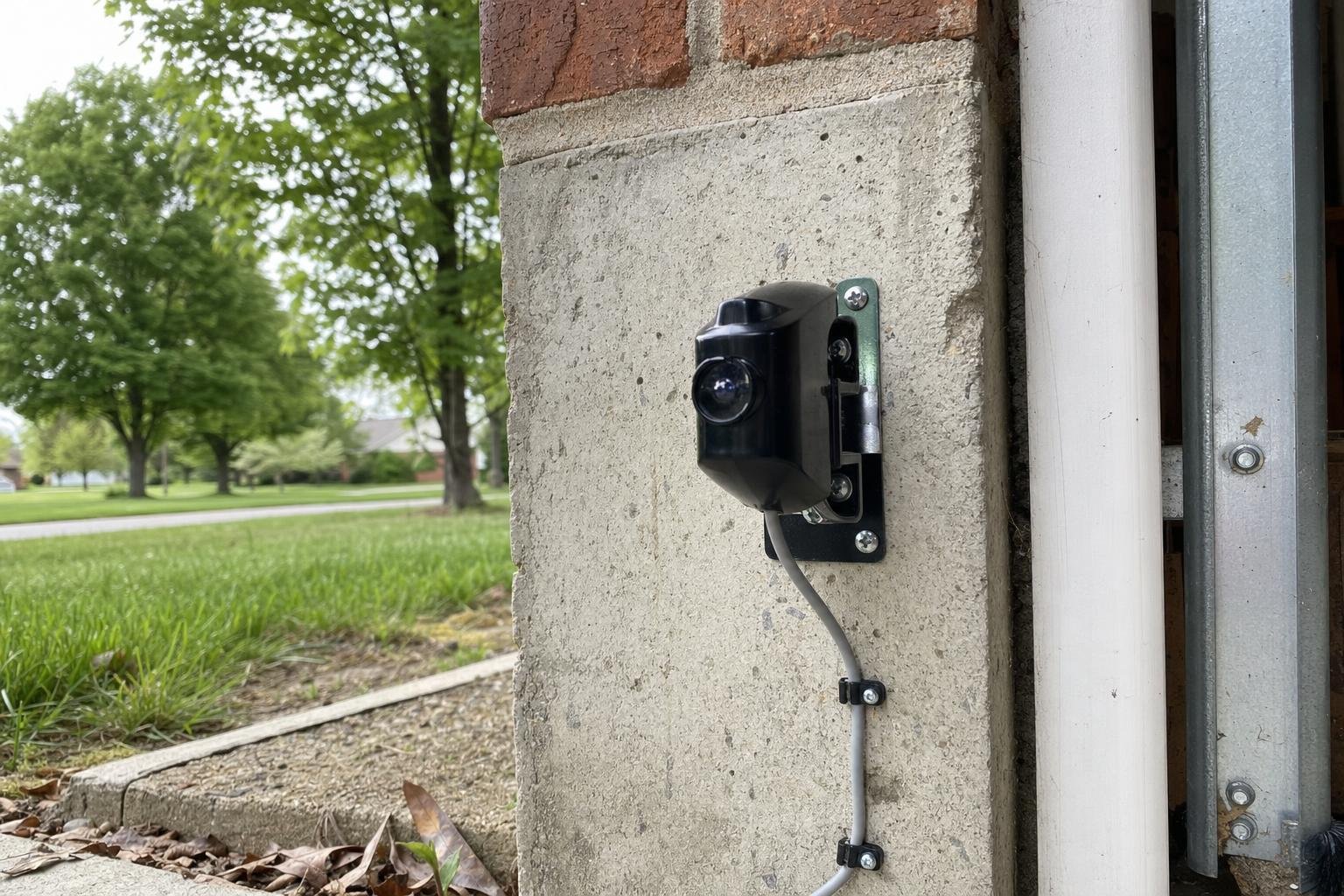 Illustrative image of garage door safety sensor repair work